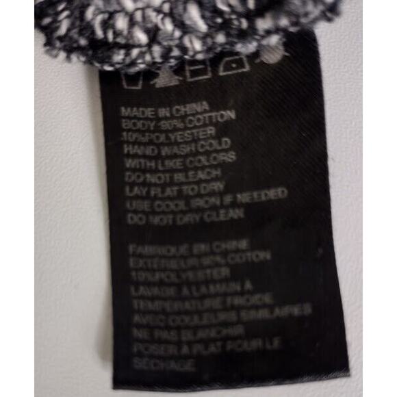 Paper Crane Woven Hooded Pullover Top with Tasseled Ties, Gray & Wht, Size M - Picture 7 of 7